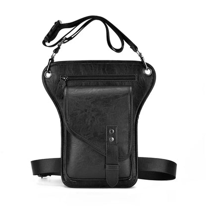 Men Waist Pack Leg Bag Pouch PU Leather Motorcycle Rider Sling Male Cross Body Messenger Shoulder Thigh Fanny Bags