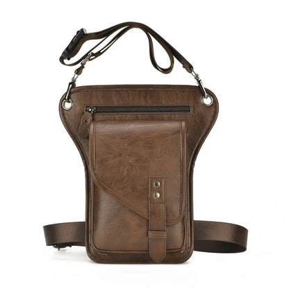 Men Waist Pack Leg Bag Pouch PU Leather Motorcycle Rider Sling Male Cross Body Messenger Shoulder Thigh Fanny Bags