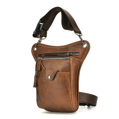 Men Waist Pack Leg Belt For Motorcycle Rider PU Leather Travel Male Cross Body Messenger Shoulder Fanny Thigh Hip Drop Bag