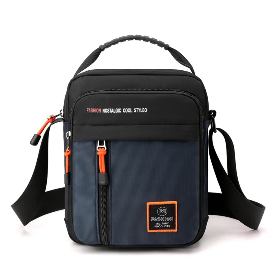Men Waterproof Nylon Shoulder Bag Male Fashion Solid Color Zipper Crossbody Bag Male Tote Travel Bag Shoulder Bag
