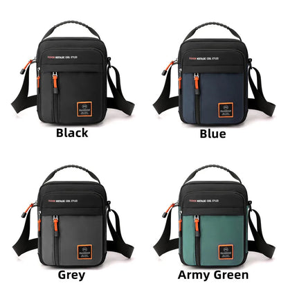 Men Waterproof Nylon Shoulder Bag Male Fashion Solid Color Zipper Crossbody Bag Male Tote Travel Bag Shoulder Bag