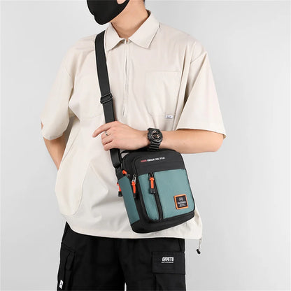 Men Waterproof Nylon Shoulder Bag Male Fashion Solid Color Zipper Crossbody Bag Male Tote Travel Bag Shoulder Bag