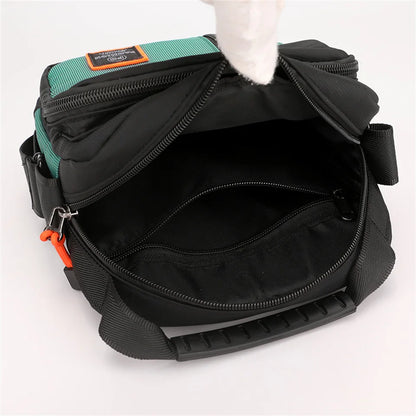 Men Waterproof Nylon Shoulder Bag Male Fashion Solid Color Zipper Crossbody Bag Male Tote Travel Bag Shoulder Bag