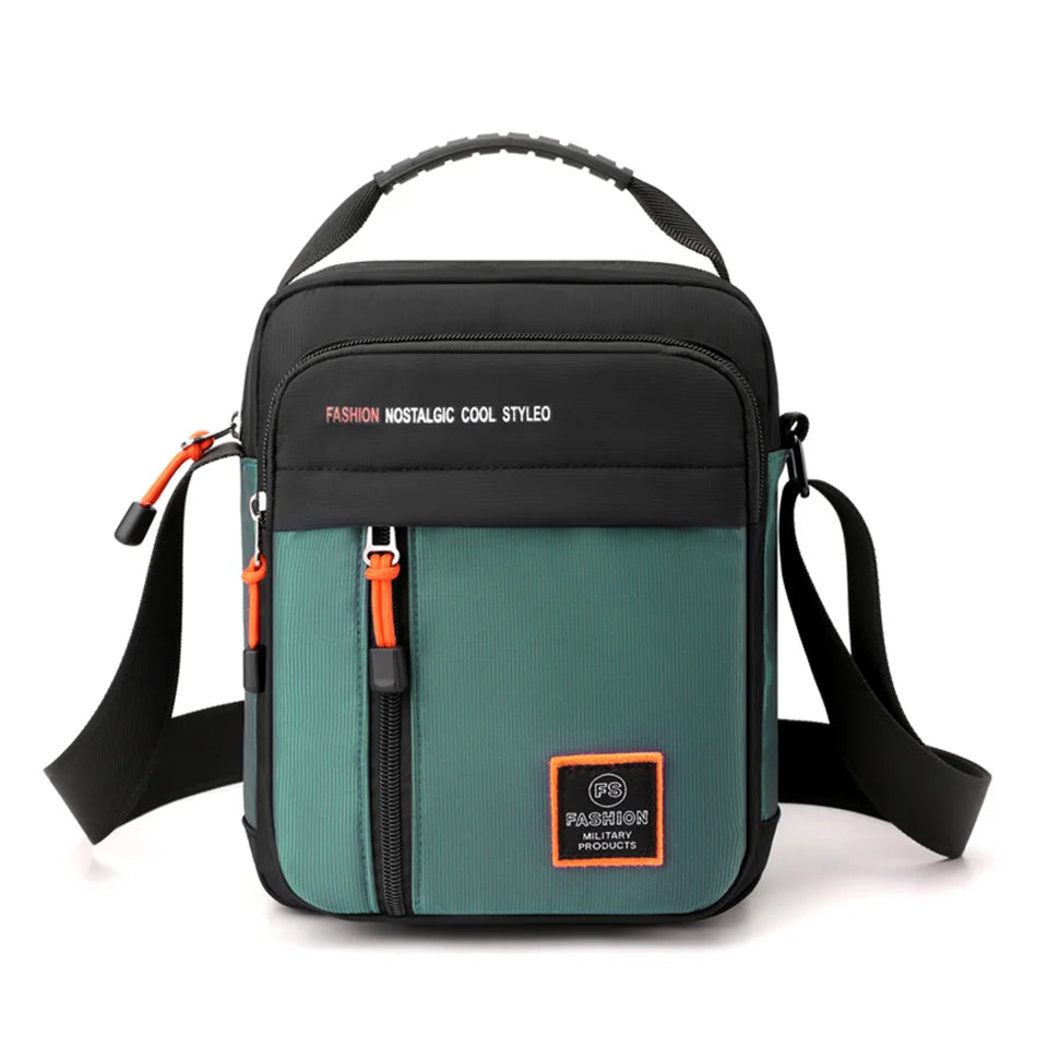 Men Waterproof Nylon Shoulder Bag Male Fashion Solid Color Zipper Crossbody Bag Male Tote Travel Bag Shoulder Bag