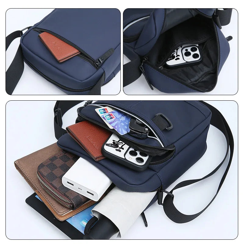 Men Waterproof Oxford Messenger Bags Versatile Male Business Casual Single Shoulder Bag Handbag Solid Crossbody Bag