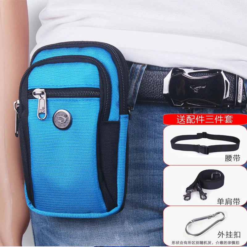 Men Women Cell Mobile Phone Case Cover Waterproof Oxford Waist Pack Hook Male Belt Purse Small Messenger Fanny Bags