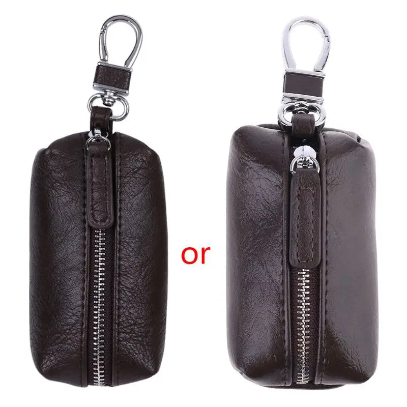 Men Women Synthetic Leather Car Key Ring Holder Case KeyChain Purse Bag Coin