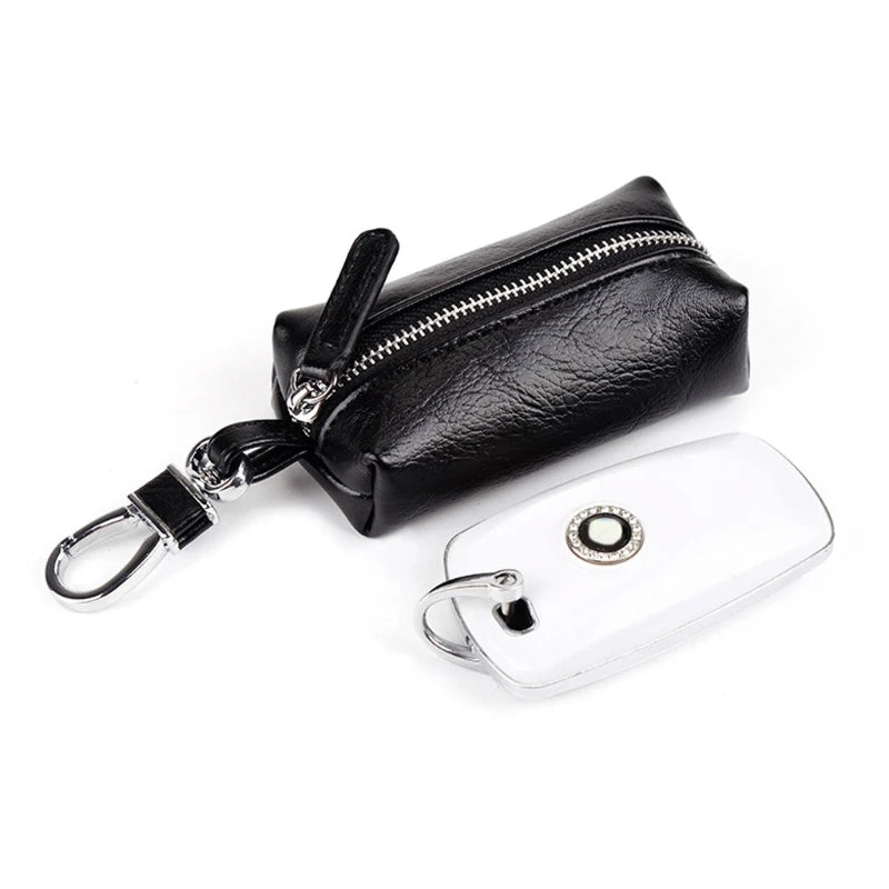 Men Women Synthetic Leather Car Key Ring Holder Case KeyChain Purse Bag Coin