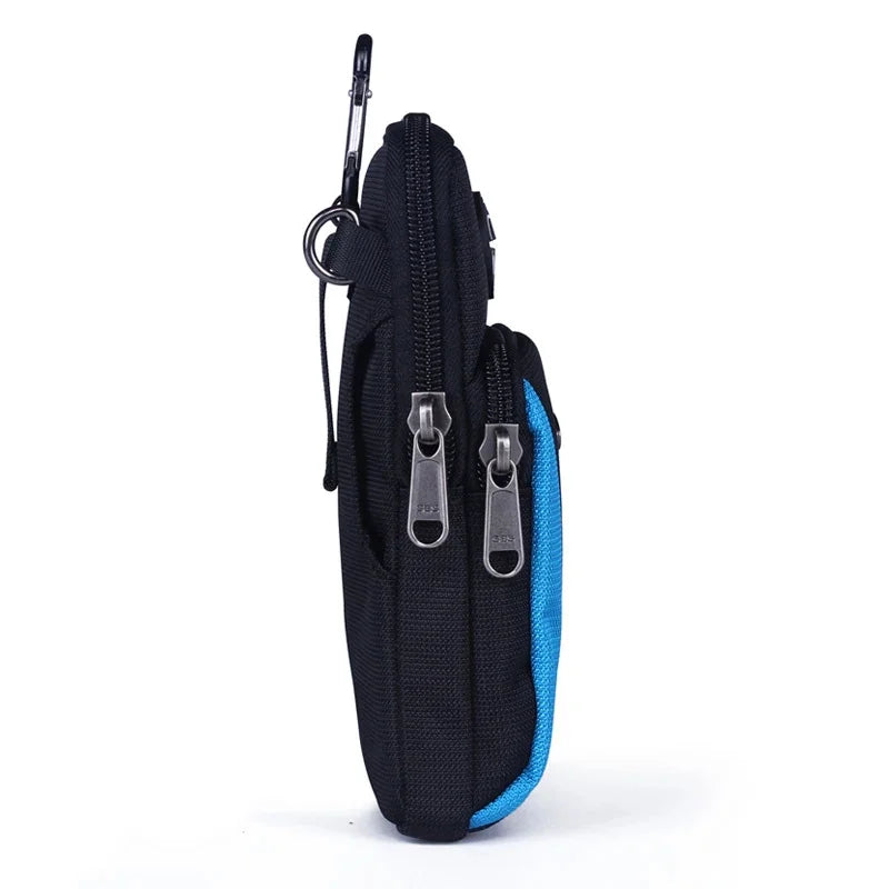 Men Women Waterproof Oxford Cell Mobile Phone Case Cover Small Messenger Bag Hook Armband Male Belt Purse Fanny Bags Waist Pack