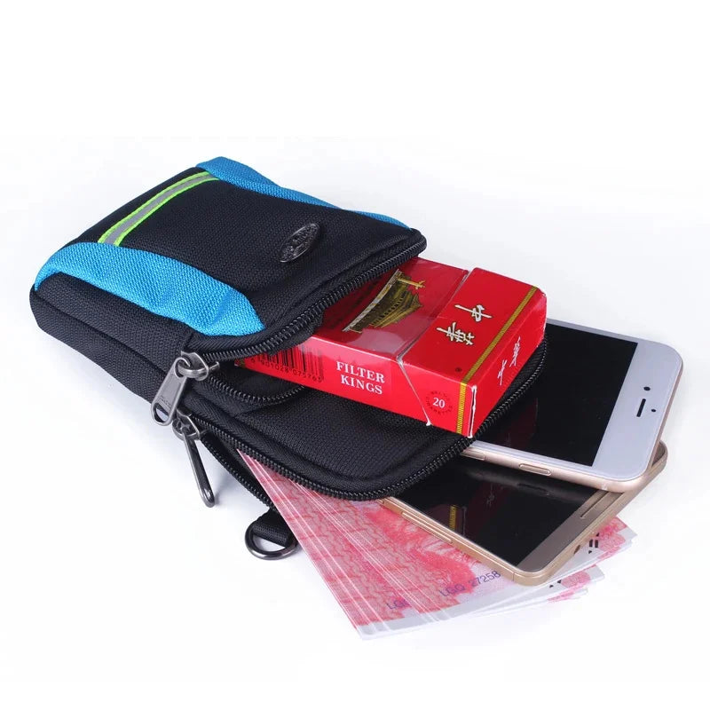 Men Women Waterproof Oxford Cell Mobile Phone Case Cover Small Messenger Bag Hook Armband Male Belt Purse Fanny Bags Waist Pack