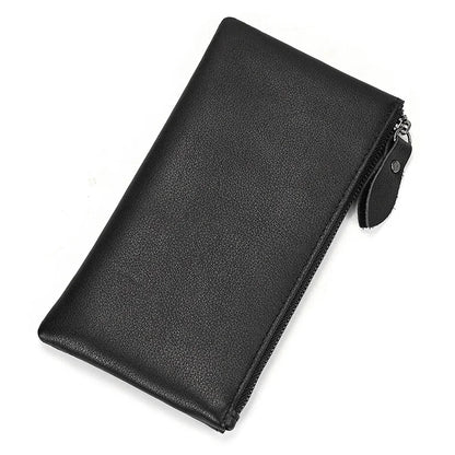 Men Women's Lleather cellphone pouch iphone bag single zipper long purse slim wallet coins man woman for card cash