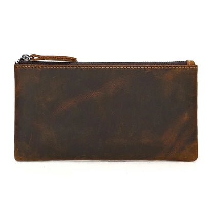 Men Women's Lleather cellphone pouch iphone bag single zipper long purse slim wallet coins man woman for card cash