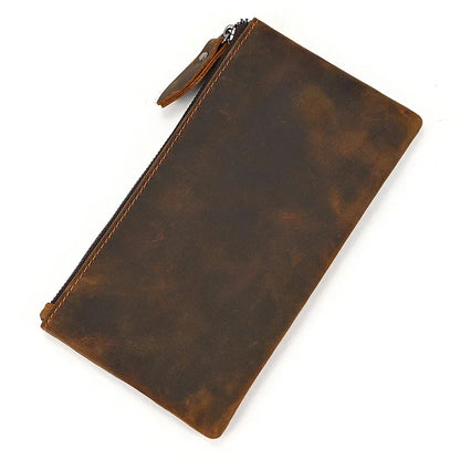 Men Women's Lleather cellphone pouch iphone bag single zipper long purse slim wallet coins man woman for card cash