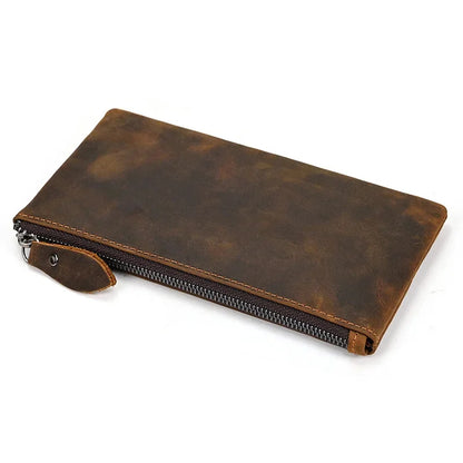 Men Women's Lleather cellphone pouch iphone bag single zipper long purse slim wallet coins man woman for card cash