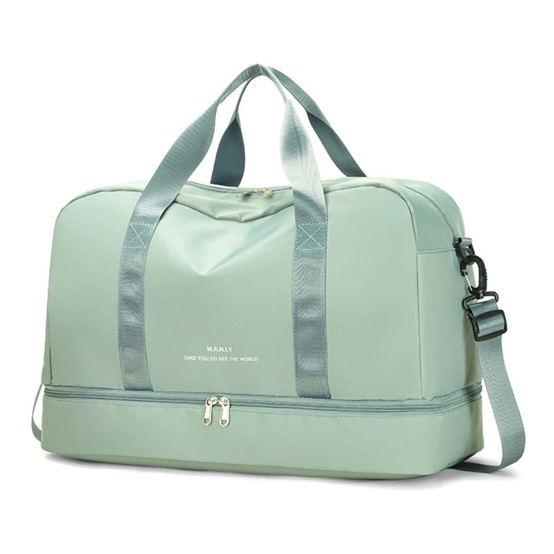 Men and Women's Travel Bag with Shoe Compartment Sport Tote Gym Handbag Large Capacity Weekender Overnight Shoulder Bag