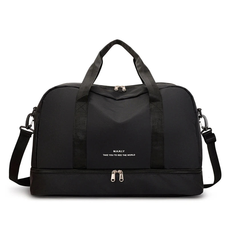 Men and Women's Travel Bag with Shoe Compartment Sport Tote Gym Handbag Large Capacity Weekender Overnight Shoulder Bag