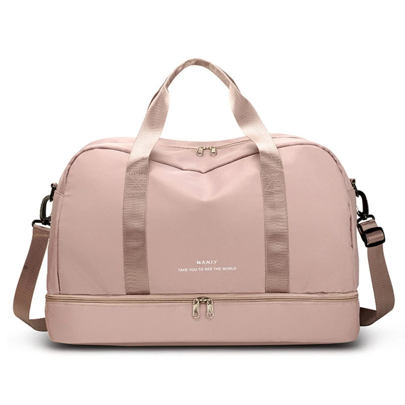 Men and Women's Travel Bag with Shoe Compartment Sport Tote Gym Handbag Large Capacity Weekender Overnight Shoulder Bag