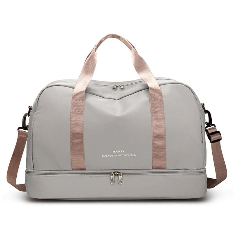 Men and Women's Travel Bag with Shoe Compartment Sport Tote Gym Handbag Large Capacity Weekender Overnight Shoulder Bag