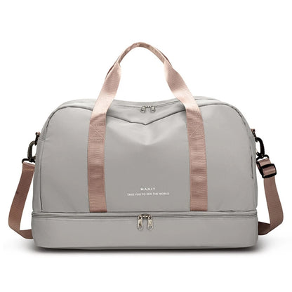 Men and Women's Travel Bag with Shoe Compartment Sport Tote Gym Handbag Large Capacity Weekender Overnight Shoulder Bag