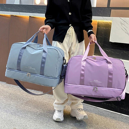 Men and Women's Travel Bag with Shoe Compartment Sport Tote Gym Handbag Large Capacity Weekender Overnight Shoulder Bag