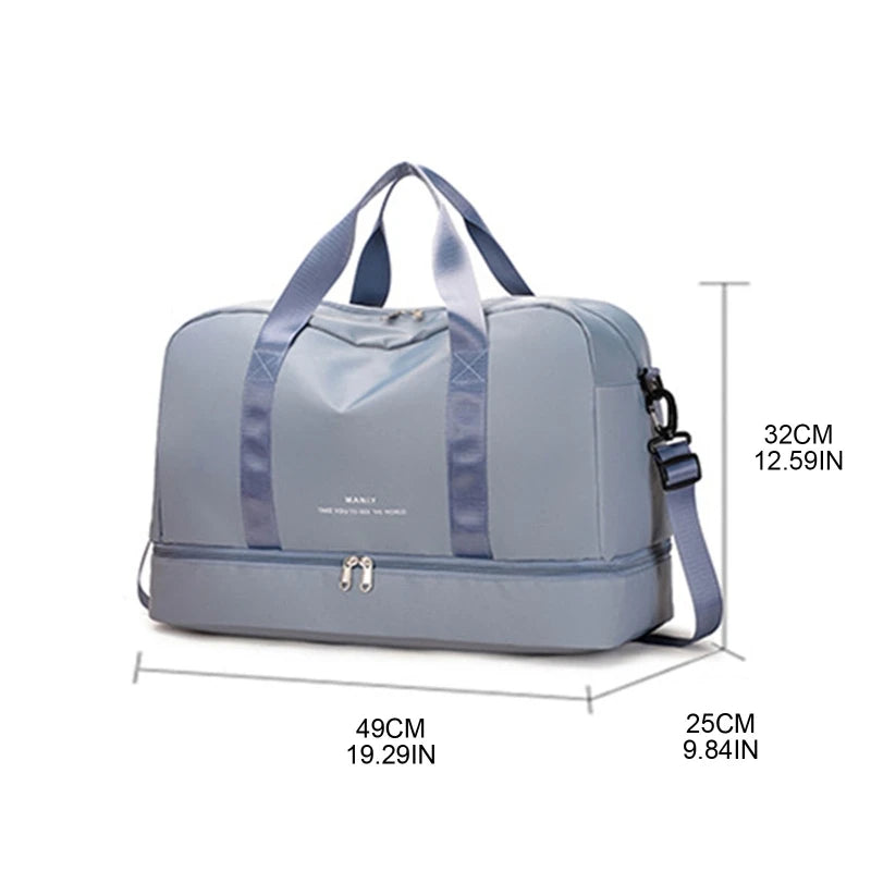 Men and Women's Travel Bag with Shoe Compartment Sport Tote Gym Handbag Large Capacity Weekender Overnight Shoulder Bag