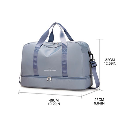 Men and Women's Travel Bag with Shoe Compartment Sport Tote Gym Handbag Large Capacity Weekender Overnight Shoulder Bag