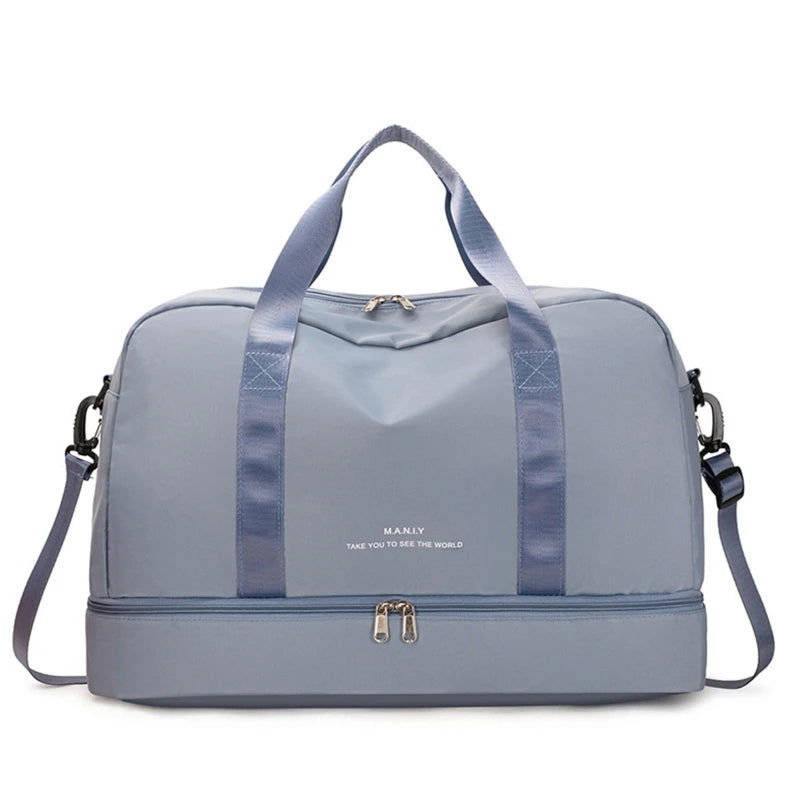Men and Women's Travel Bag with Shoe Compartment Sport Tote Gym Handbag Large Capacity Weekender Overnight Shoulder Bag