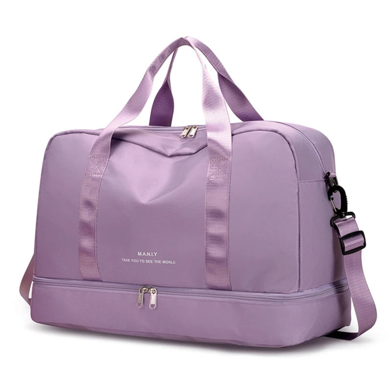 Men and Women's Travel Bag with Shoe Compartment Sport Tote Gym Handbag Large Capacity Weekender Overnight Shoulder Bag