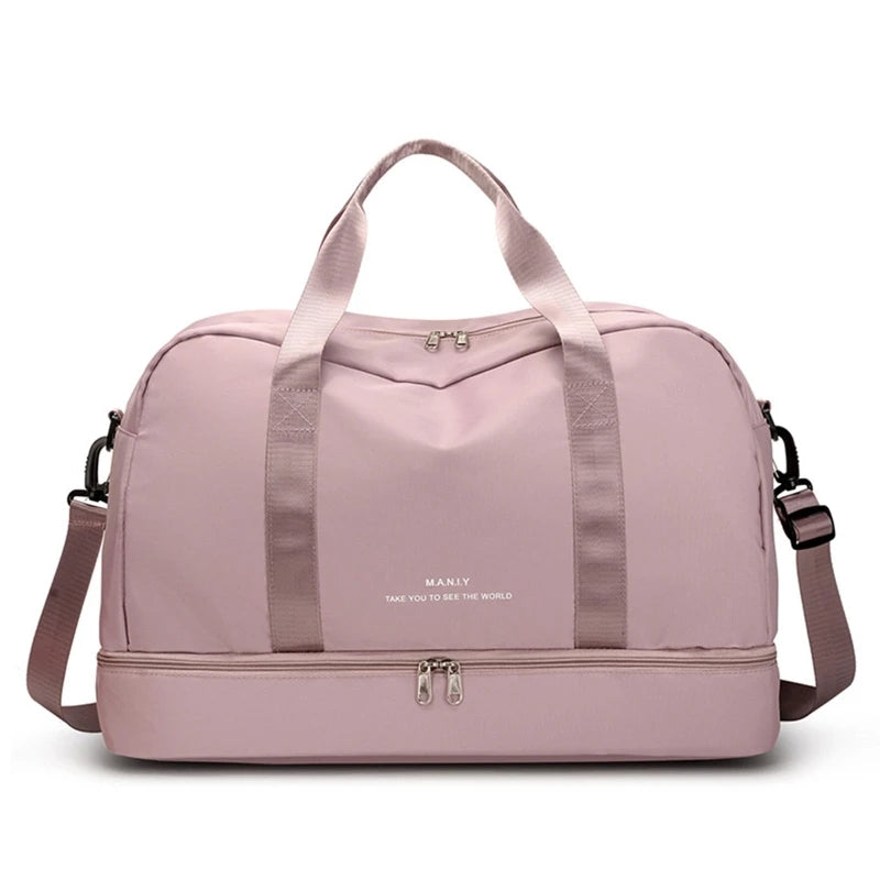 Men and Women's Travel Bag with Shoe Compartment Sport Tote Gym Handbag Large Capacity Weekender Overnight Shoulder Bag