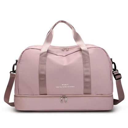 Men and Women's Travel Bag with Shoe Compartment Sport Tote Gym Handbag Large Capacity Weekender Overnight Shoulder Bag