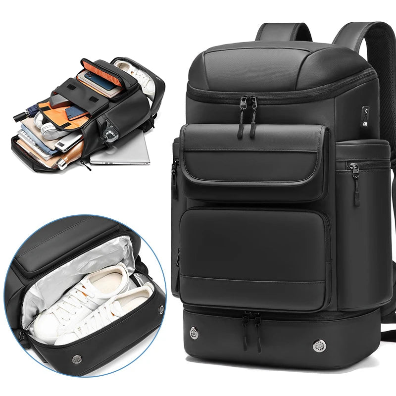 Men large capacity travel backpack 50L waterproof hiking trekking Backpack With separate shoe bag 17 in Business Laptop Backpack