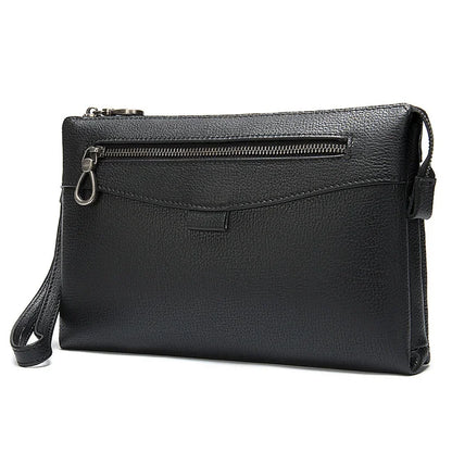 Men luxury hand men's casual soft leather business envelope bag with wrist strap large capacity men clutch purse