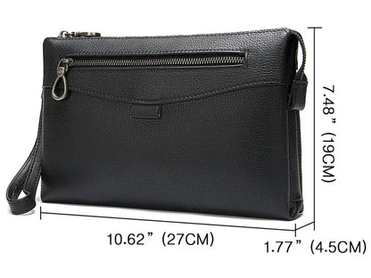 Men luxury hand men's casual soft leather business envelope bag with wrist strap large capacity men clutch purse