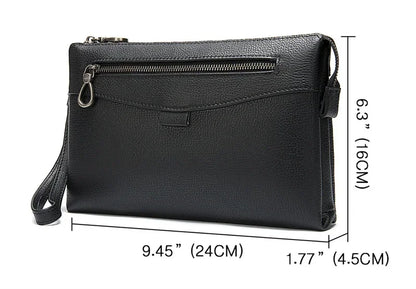 Men luxury hand men's casual soft leather business envelope bag with wrist strap large capacity men clutch purse