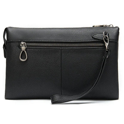 Men luxury hand men's casual soft leather business envelope bag with wrist strap large capacity men clutch purse