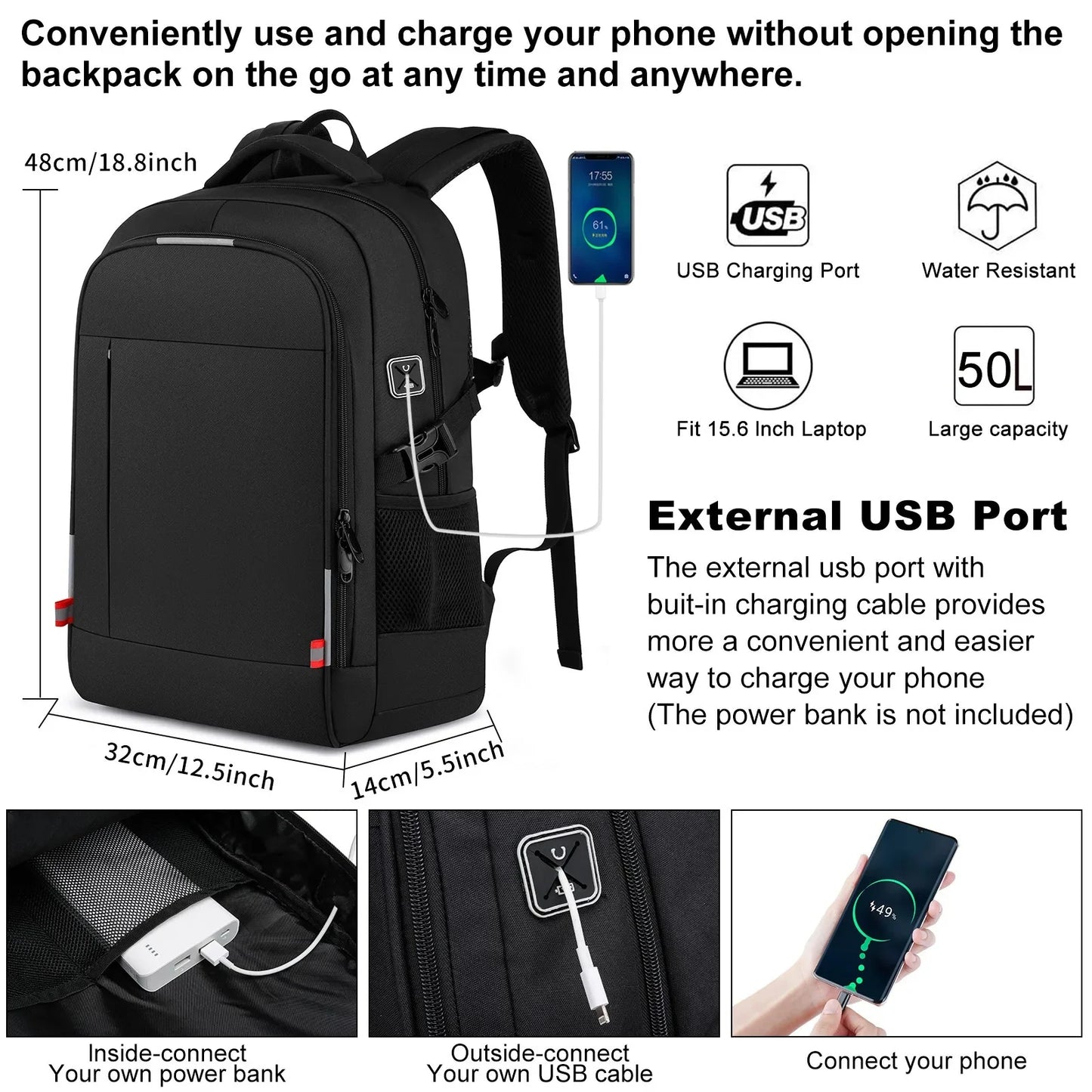 Men's 16-inch Laptop Casual Travel Backpack Ultra-Light Waterproof Luminous Multifunctional Student School Bag