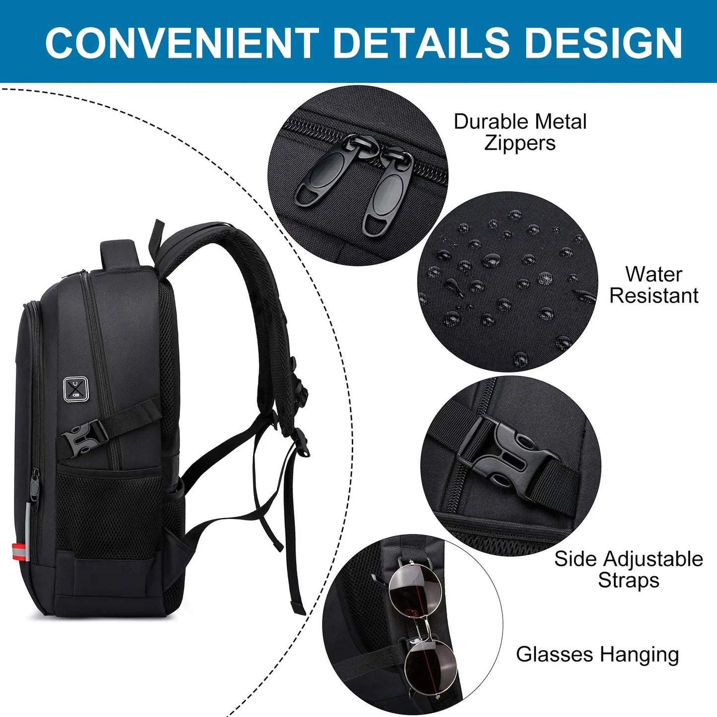 Men's 16-inch Laptop Casual Travel Backpack Ultra-Light Waterproof Luminous Multifunctional Student School Bag