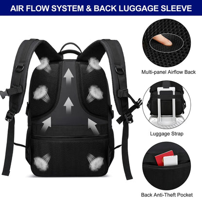 Men's 16-inch Laptop Casual Travel Backpack Ultra-Light Waterproof Luminous Multifunctional Student School Bag