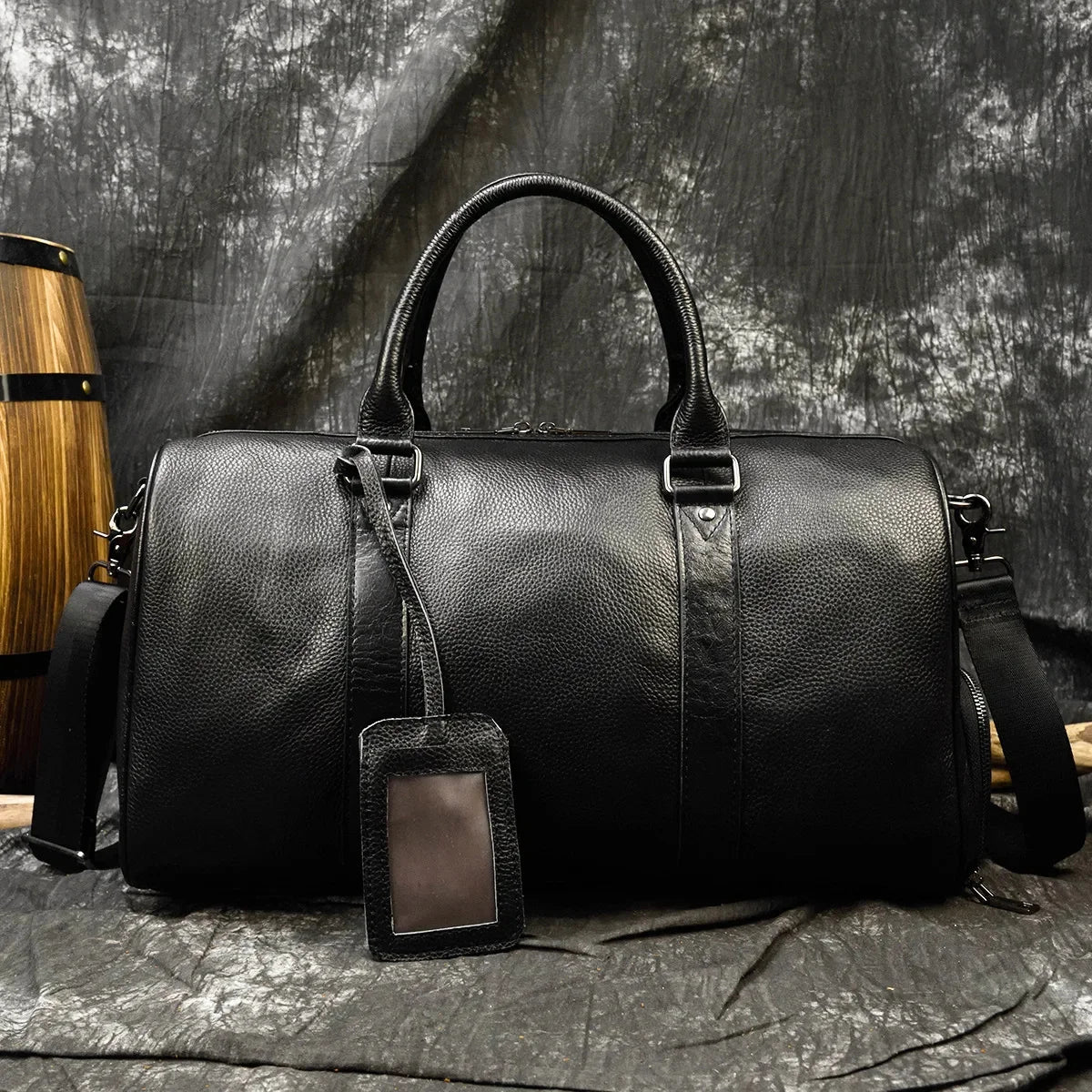 Men's 45cm Leather Business Natural Cowskin Travel s Man Waterproof Handbag For Plane Luggage Male Weekend Bag Retro