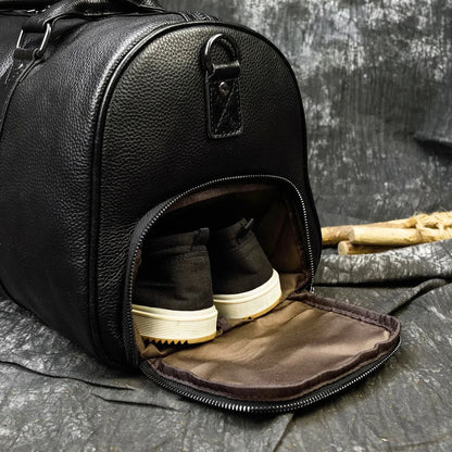 Men's 45cm Leather Business Natural Cowskin Travel s Man Waterproof Handbag For Plane Luggage Male Weekend Bag Retro