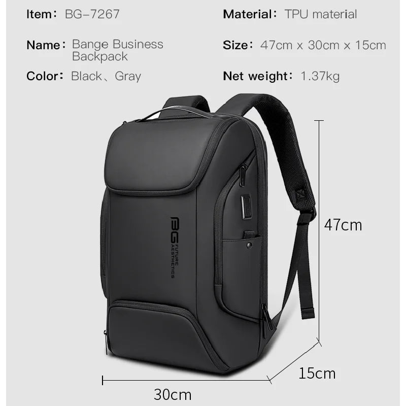 Men's Backpack Business 15.6 in Laptop Backpack Fashion Mochila Luxury Waterproof School Backpacks Aesthetic USB Travel Bag Male