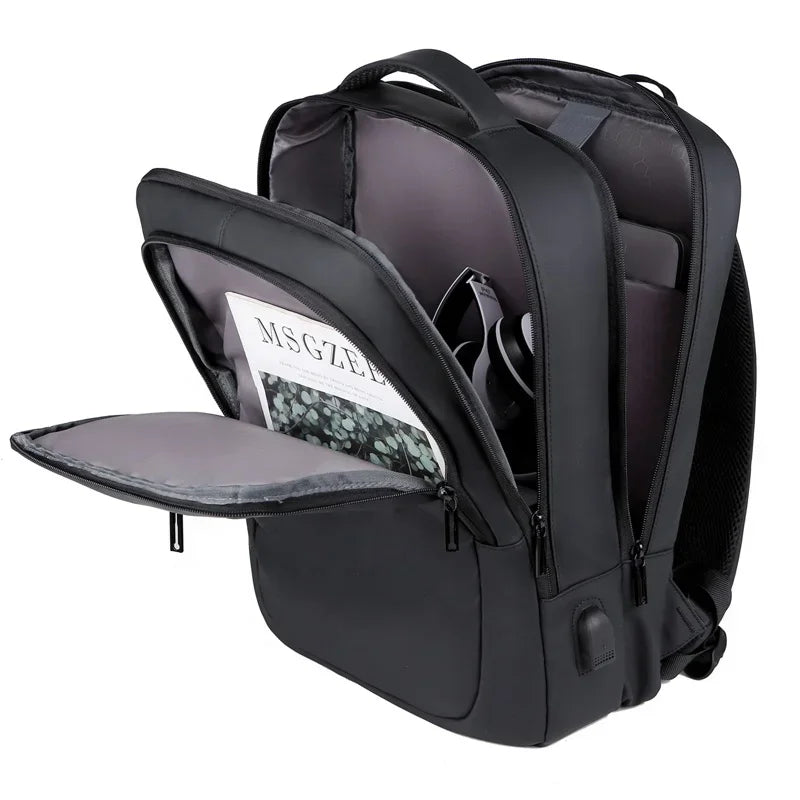 Men's Backpack Business Computer Bag Waterproof Durable USB Charging Interface Accommodate 15.6-inch Laptop for Student Travel