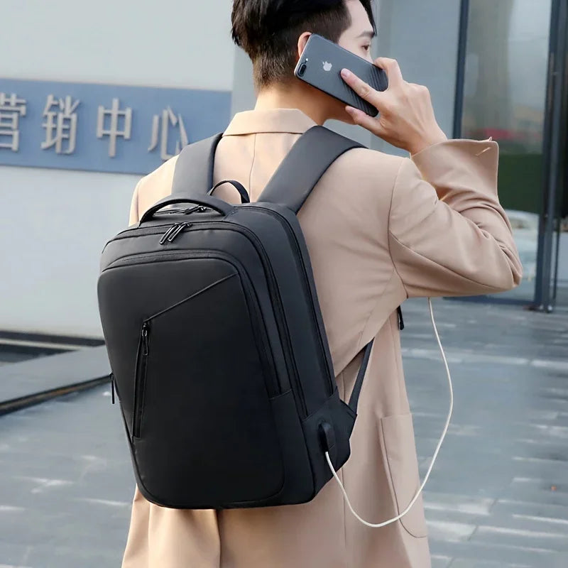 Men's Backpack Business Computer Bag Waterproof Durable USB Charging Interface Accommodate 15.6-inch Laptop for Student Travel