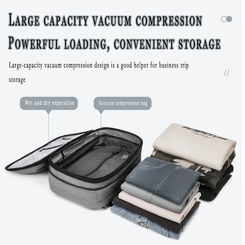 Men's Backpacks Airback Vacuum Travel Business Multifunction High Capacity Expandable Waterproof Fashion Backpack Anti Theft Bag