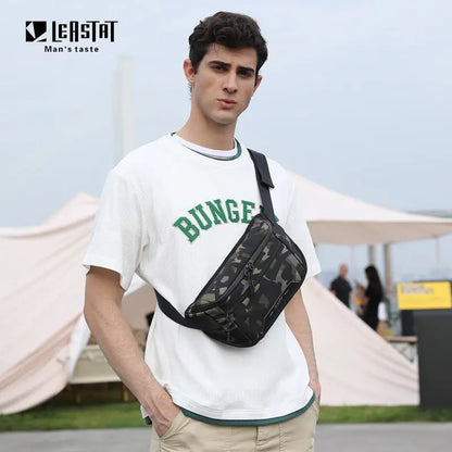 Men's Belt Bag Casual Waterproof Business Shoulder Bag Messenger Bag Nylon USB Charging Waist Bag Outdoor Sports Shoulder Bag