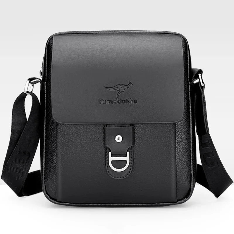 Men's Business PU Leather Shoulder Crossbody Travel Casual Sling Long Strap Messenger Pack Hanging Bag For Male