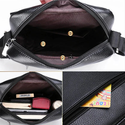 Men's Business PU Leather Shoulder Crossbody Travel Casual Sling Long Strap Messenger Pack Hanging Bag For Male