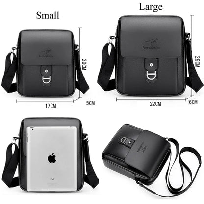Men's Business PU Leather Shoulder Crossbody Travel Casual Sling Long Strap Messenger Pack Hanging Bag For Male