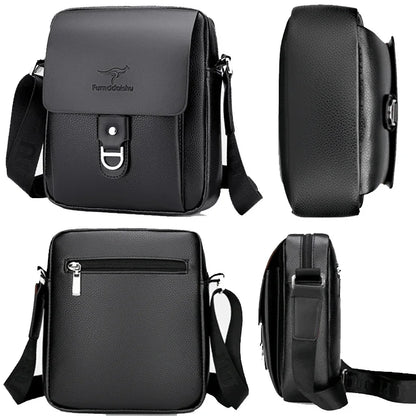Men's Business PU Leather Shoulder Crossbody Travel Casual Sling Long Strap Messenger Pack Hanging Bag For Male