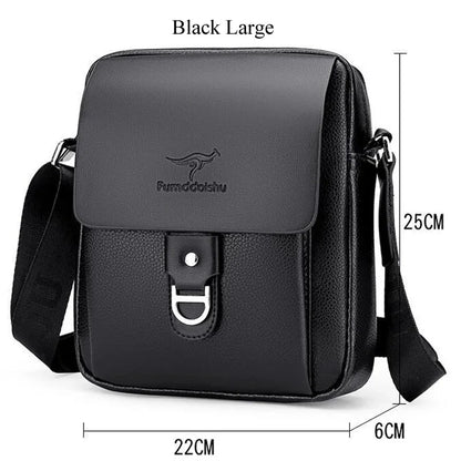 Men's Business PU Leather Shoulder Crossbody Travel Casual Sling Long Strap Messenger Pack Hanging Bag For Male